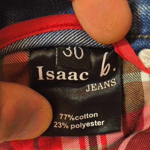 Isaac B - Men's Distressed Blue Denim Jeans - Picture 2 of 4